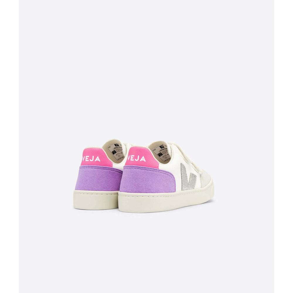 Veja V-12 CHROMEFREE Joggesko Barn White/Purple | NO 880JPQ